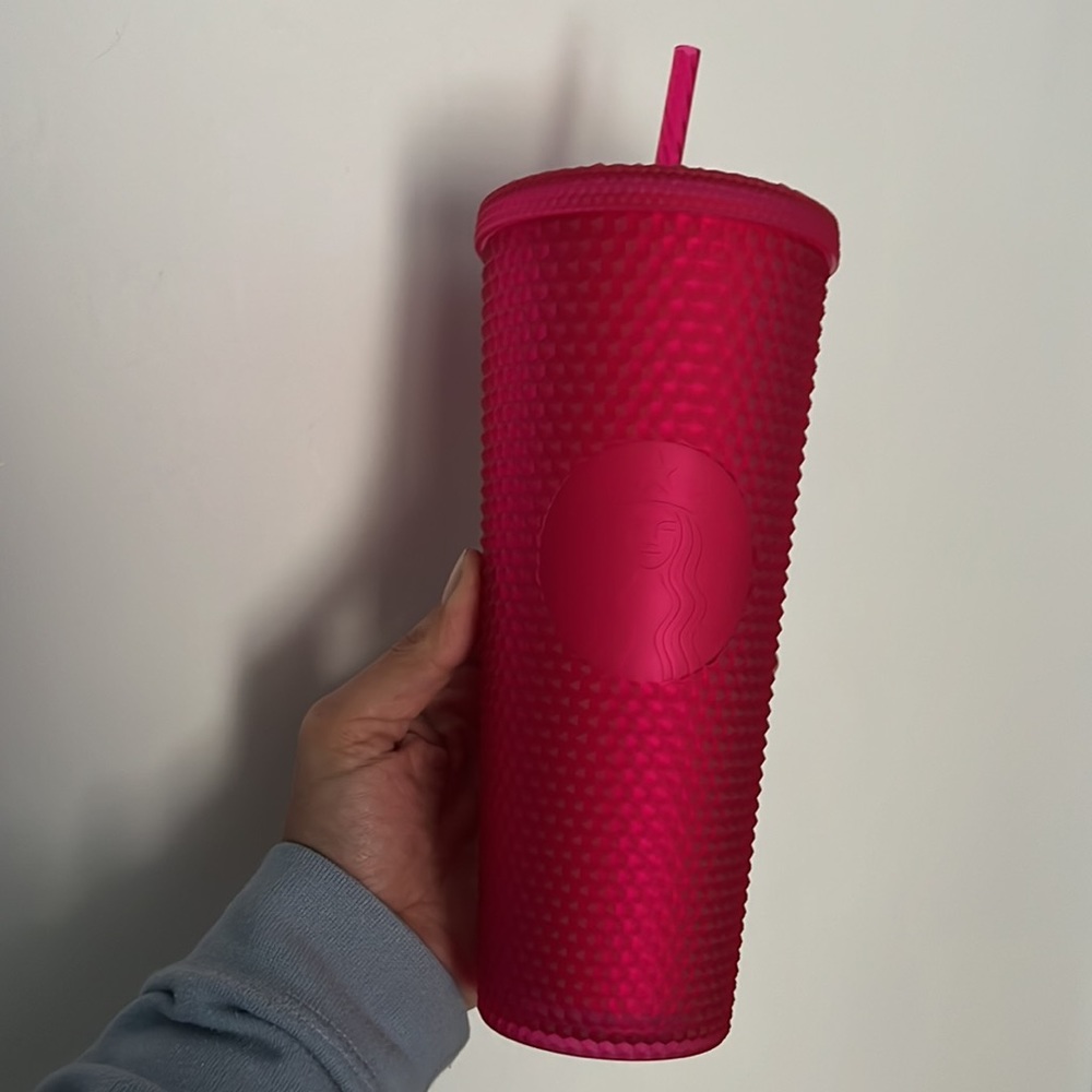 Studded Soft Touch Starbucks 2023 Mother's Day Ruby Pink Venti Tumbler Cold Cup - Picture 5 of 8